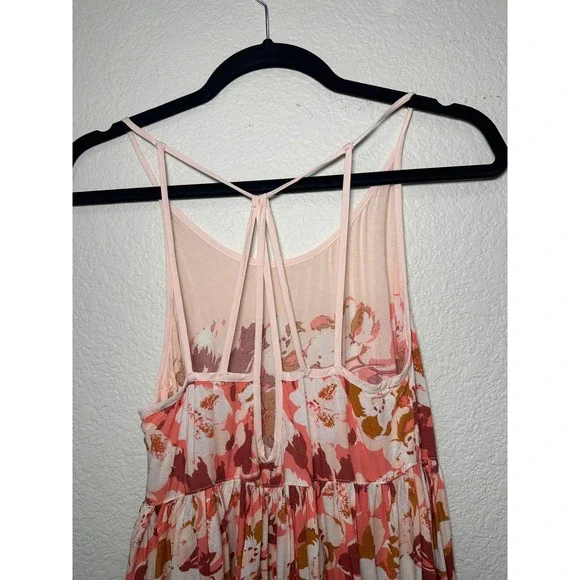 Free People Intimately Floral Print Slip Dress Cream Pink Mini Spaghetti Strap - Picture 8 of 8